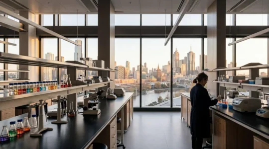 State-of-the-art laboratory setting showcasing Australian medical research excellence