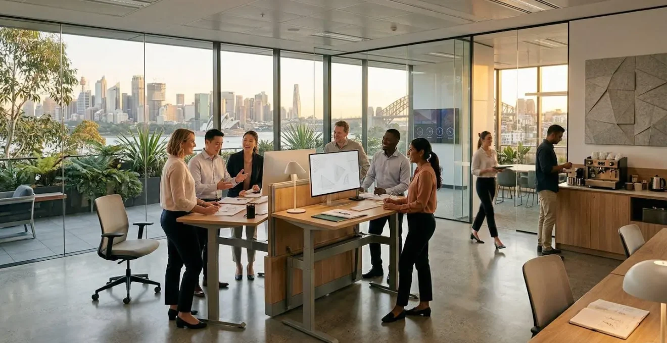 Modern office space showcasing blend of informal Australian and formal international management styles