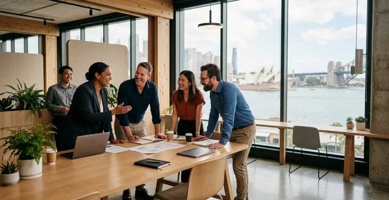 Business professionals engaged in collaborative discussion showcasing trust and partnership