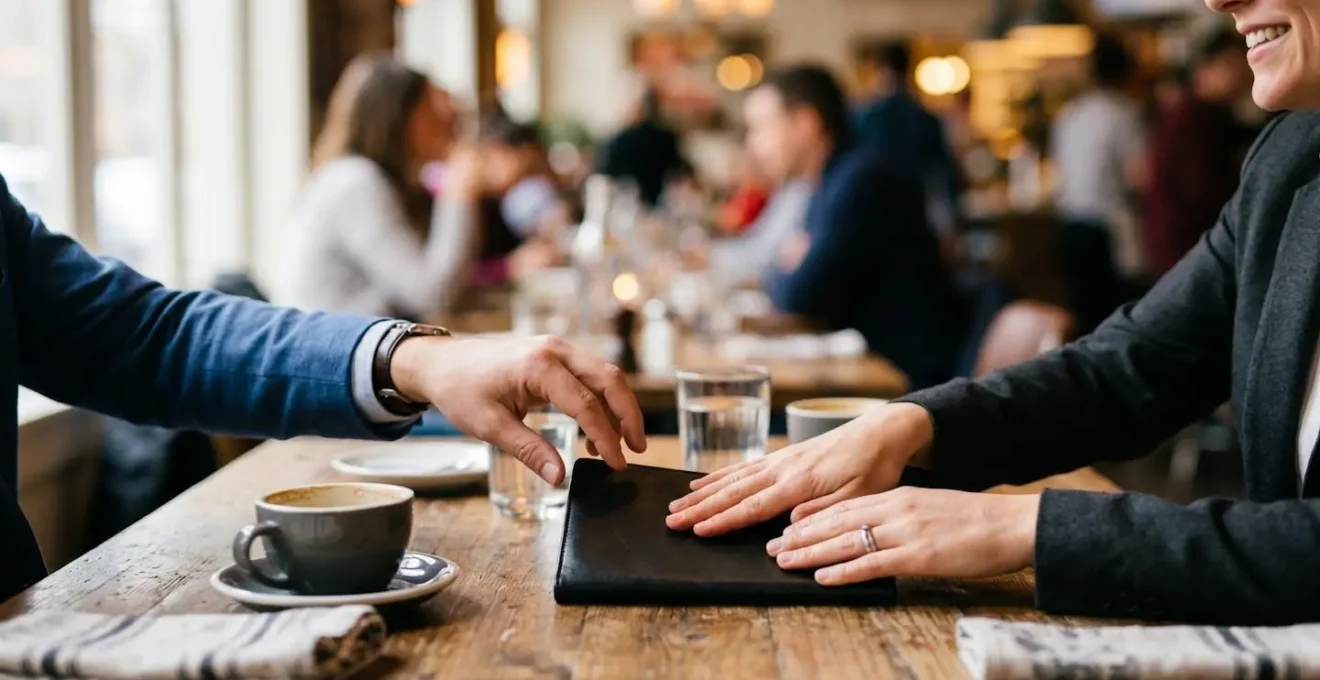 Business professionals at lunch demonstrating payment etiquette in Australia