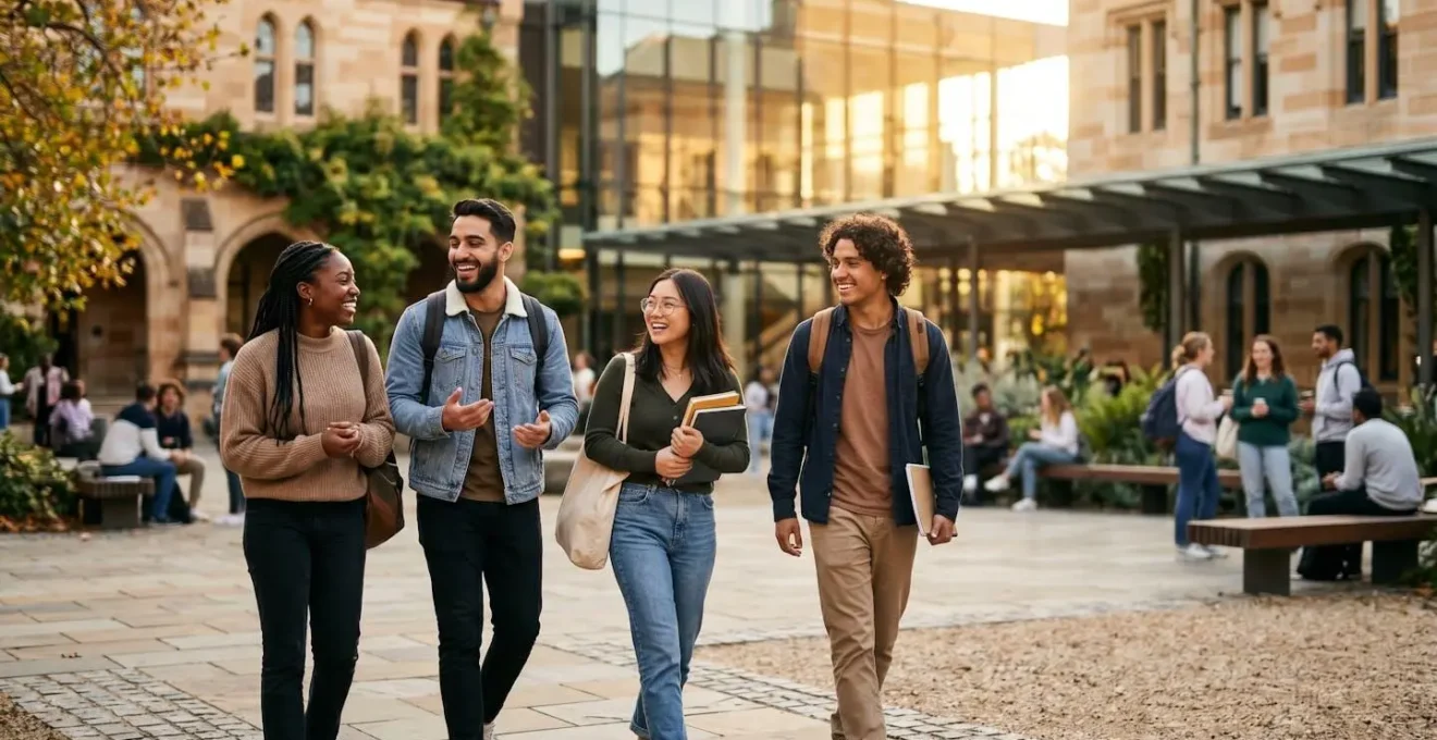 Diverse group of international students on Australian university campus