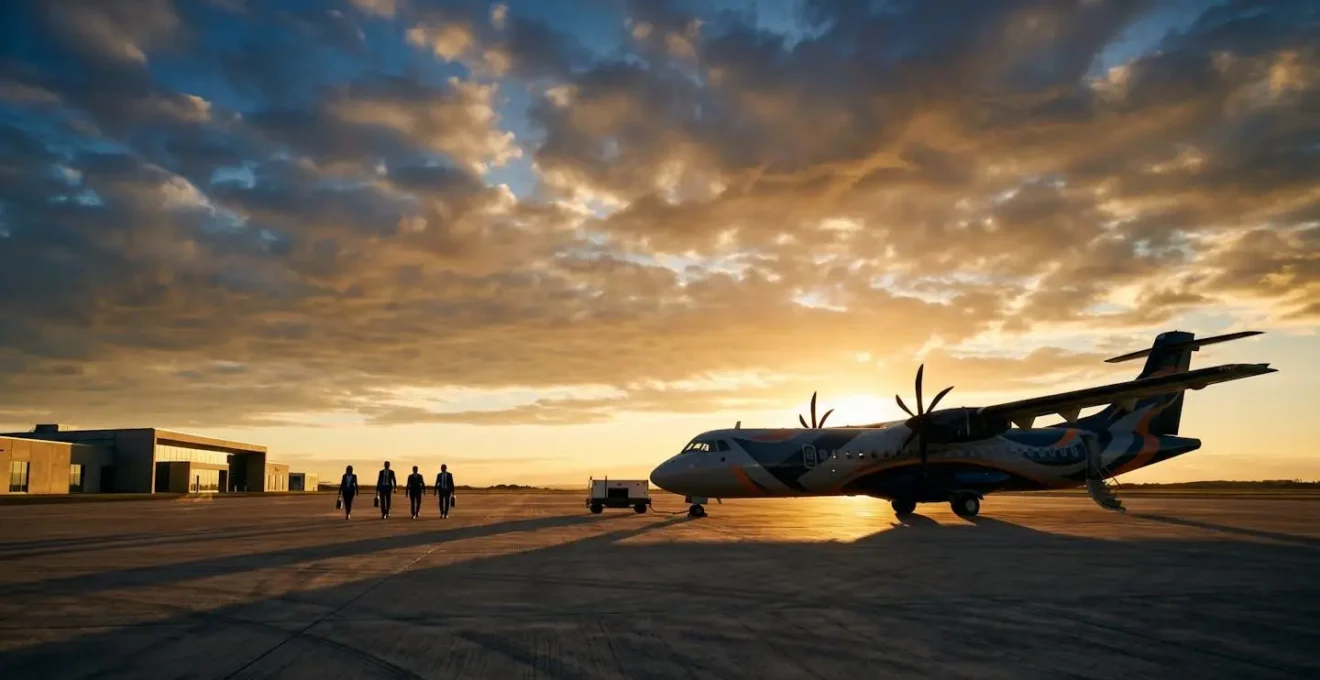 Regional turboprop aircraft at smaller Australian airport terminal