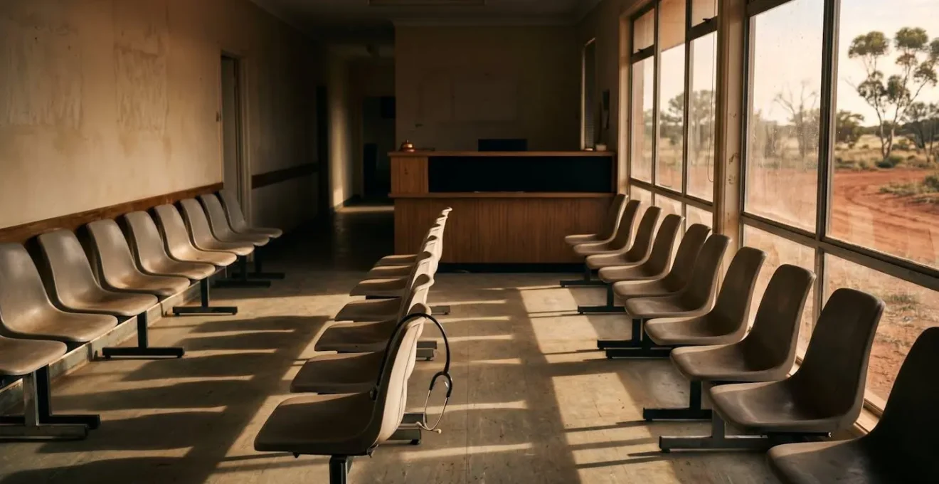 Empty rural Australian medical facility highlighting the healthcare service desert concept